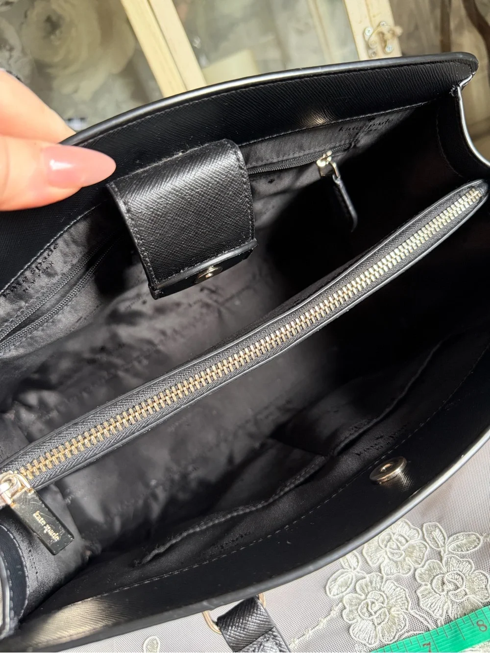 kate spade Black Perry Saffiano Leather Satchel with Detachable Strap